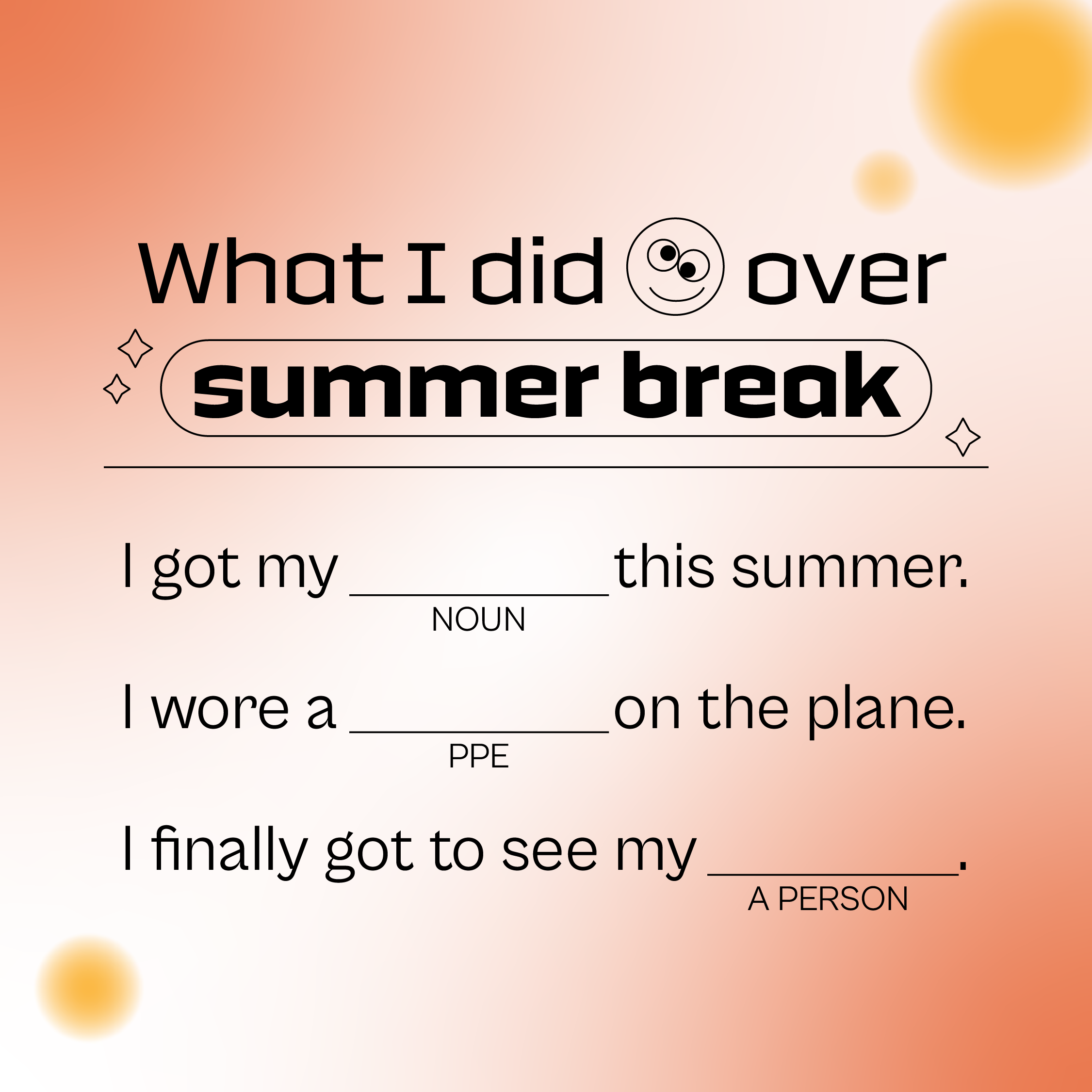 Social Media Graphic With Fill in the Blank Word Game About Safe Summer Travel English 